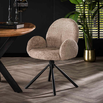 Janssen Lima Bouclé — Beige Draaibare Eetkamerstoel
