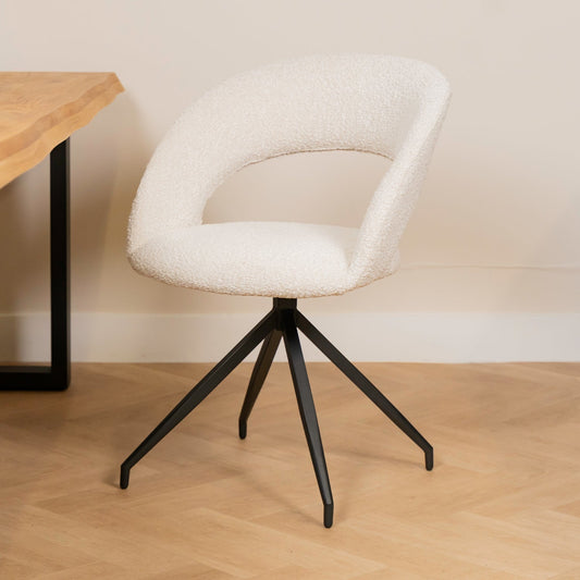 Janssen Yara Pearl — Bouclé Eetkamerstoel
