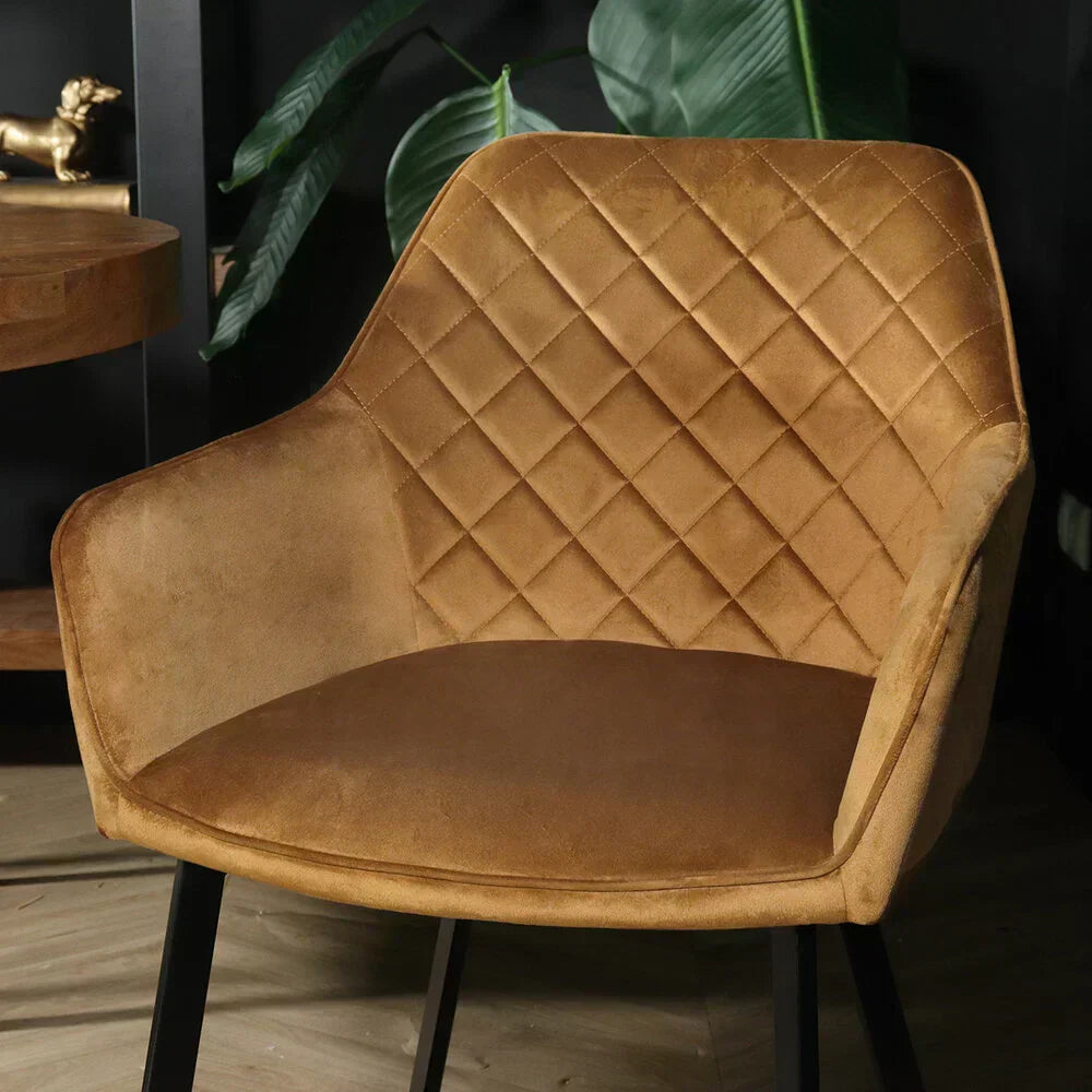 Janssen Velvet — Eetkamerstoel met Ruitpatroon