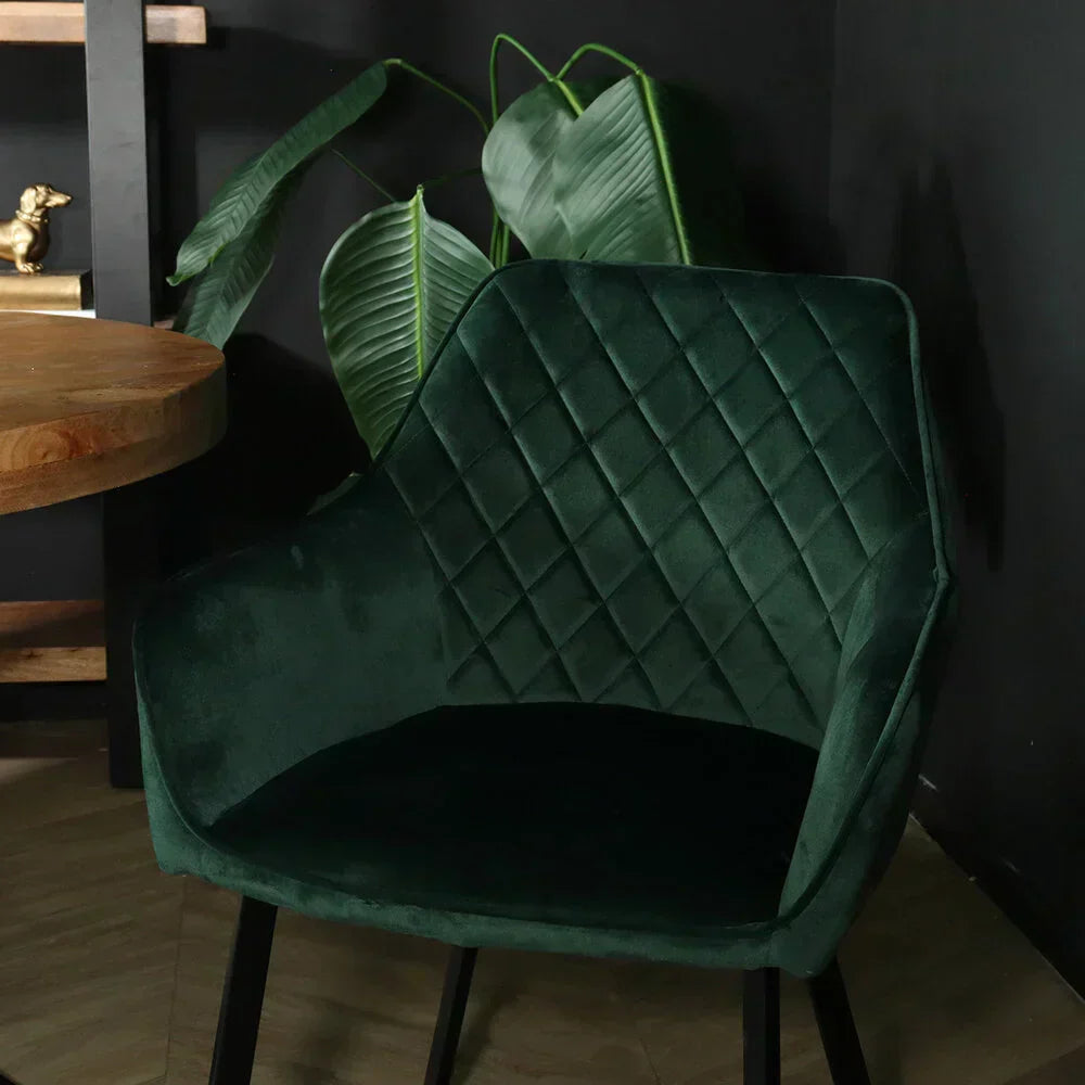 Janssen Velvet — Eetkamerstoel met Ruitpatroon