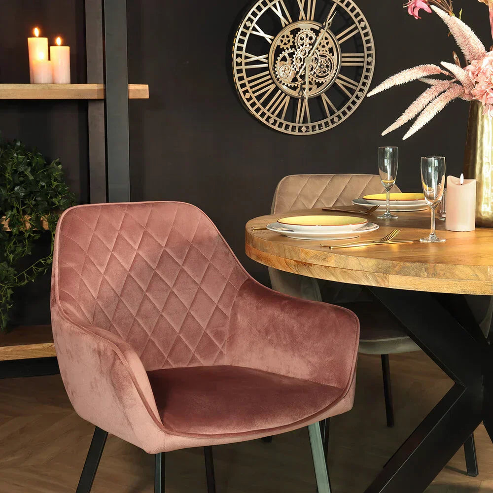 Janssen Velvet — Eetkamerstoel met Ruitpatroon